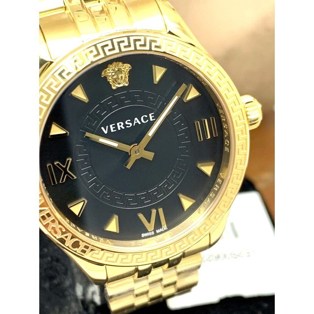 Versace Women's Watch VE2S00622 Swiss Quartz Gold Black Dial Stainless Steel